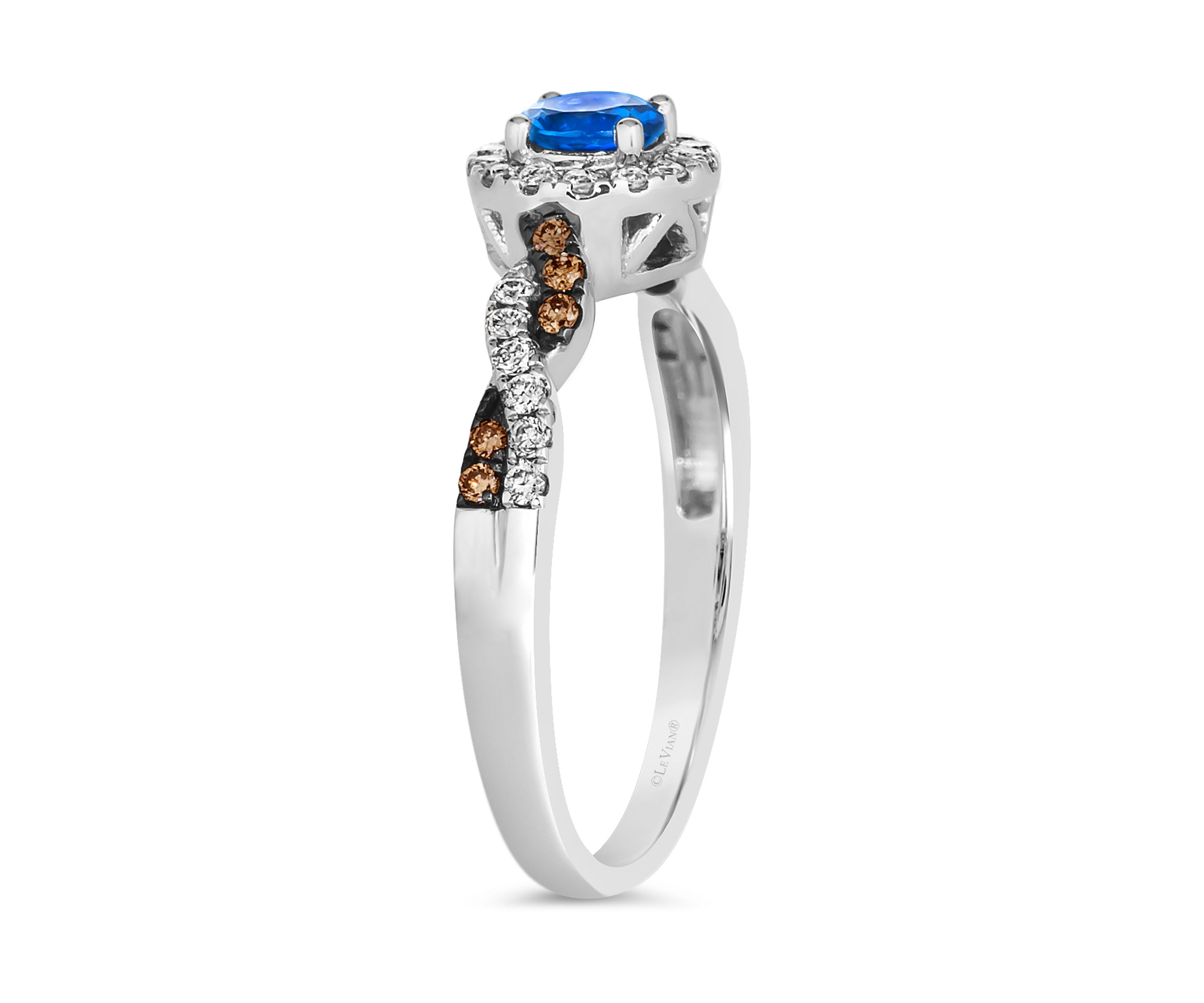 Ring featuring 1/3 ct. t.w. Cornflower Sapphire™, 1/5 ct. t.w. Nude Diamonds™, 1/15 ct. t.w. Chocolate Diamonds® set in 14K Vanilla Gold®