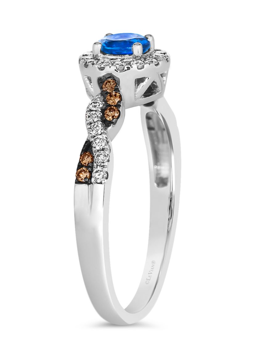 Ring featuring 1/3 ct. t.w. Cornflower Sapphire™, 1/5 ct. t.w. Nude Diamonds™, 1/15 ct. t.w. Chocolate Diamonds® set in 14K Vanilla Gold®