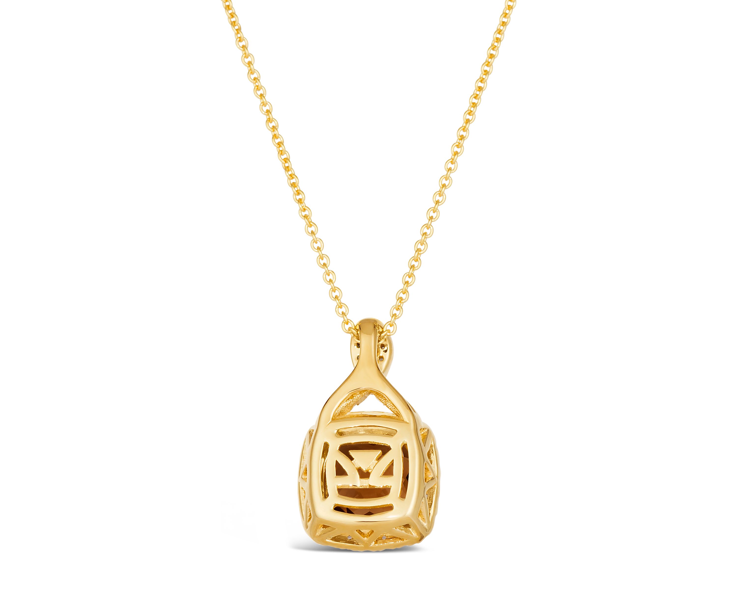 2 ct. t.w. Chocolate Quartz®, 1/5 ct. t.w. Nude Diamonds™, Chocolate Diamonds® Square Pendant Necklace in 14K Honey Gold™
