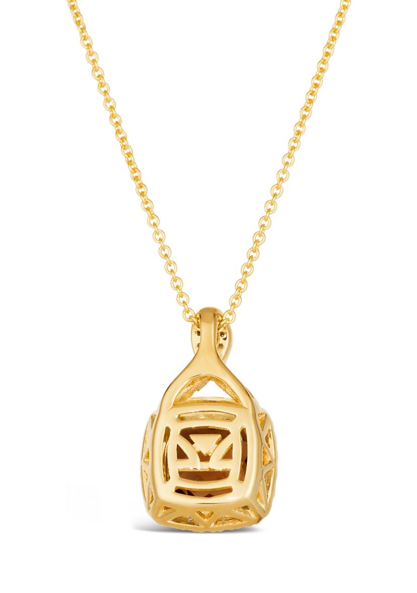 2 ct. t.w. Chocolate Quartz®, 1/5 ct. t.w. Nude Diamonds™, Chocolate Diamonds® Square Pendant Necklace in 14K Honey Gold™