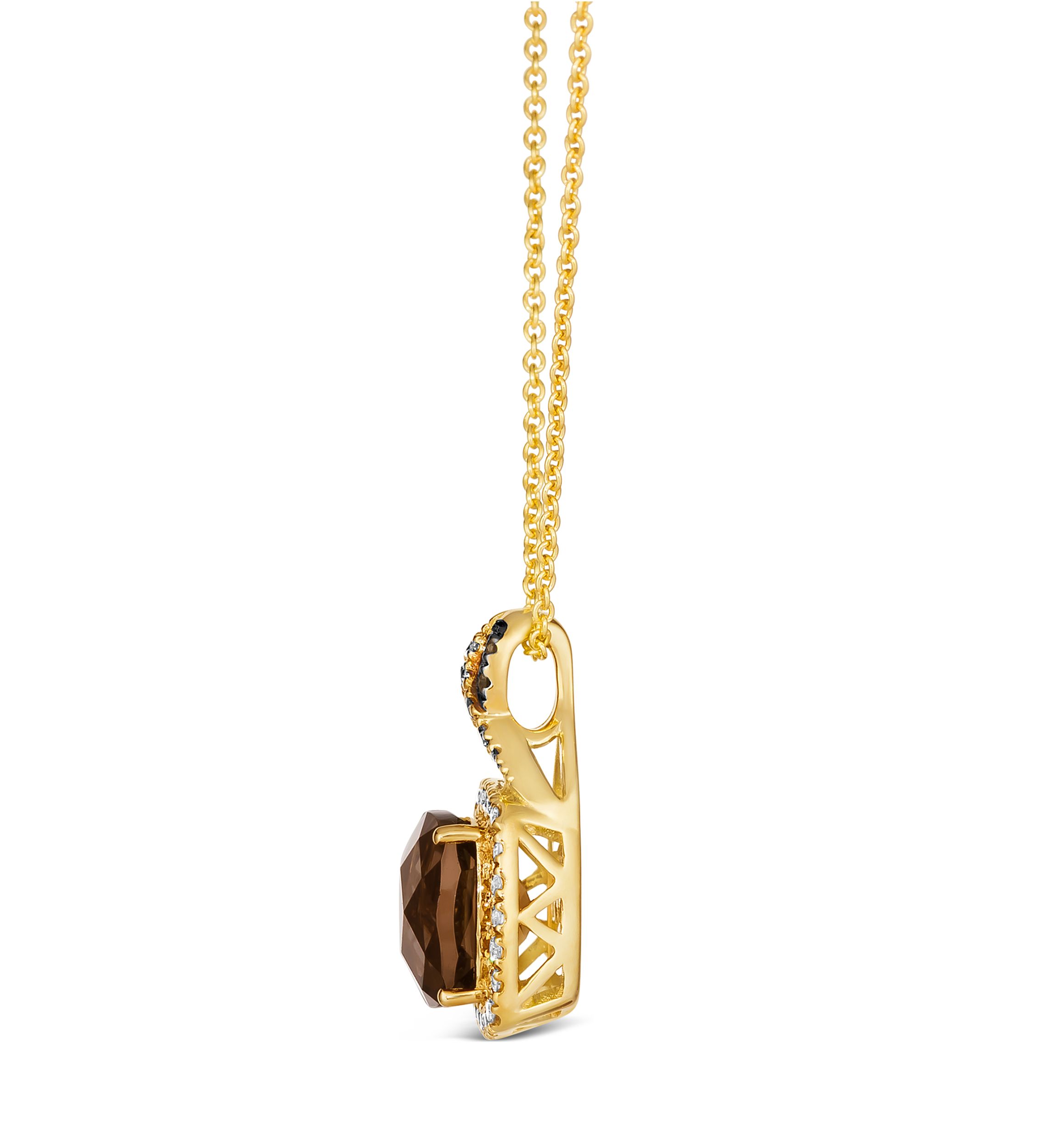2 ct. t.w. Chocolate Quartz®, 1/5 ct. t.w. Nude Diamonds™, Chocolate Diamonds® Square Pendant Necklace in 14K Honey Gold™