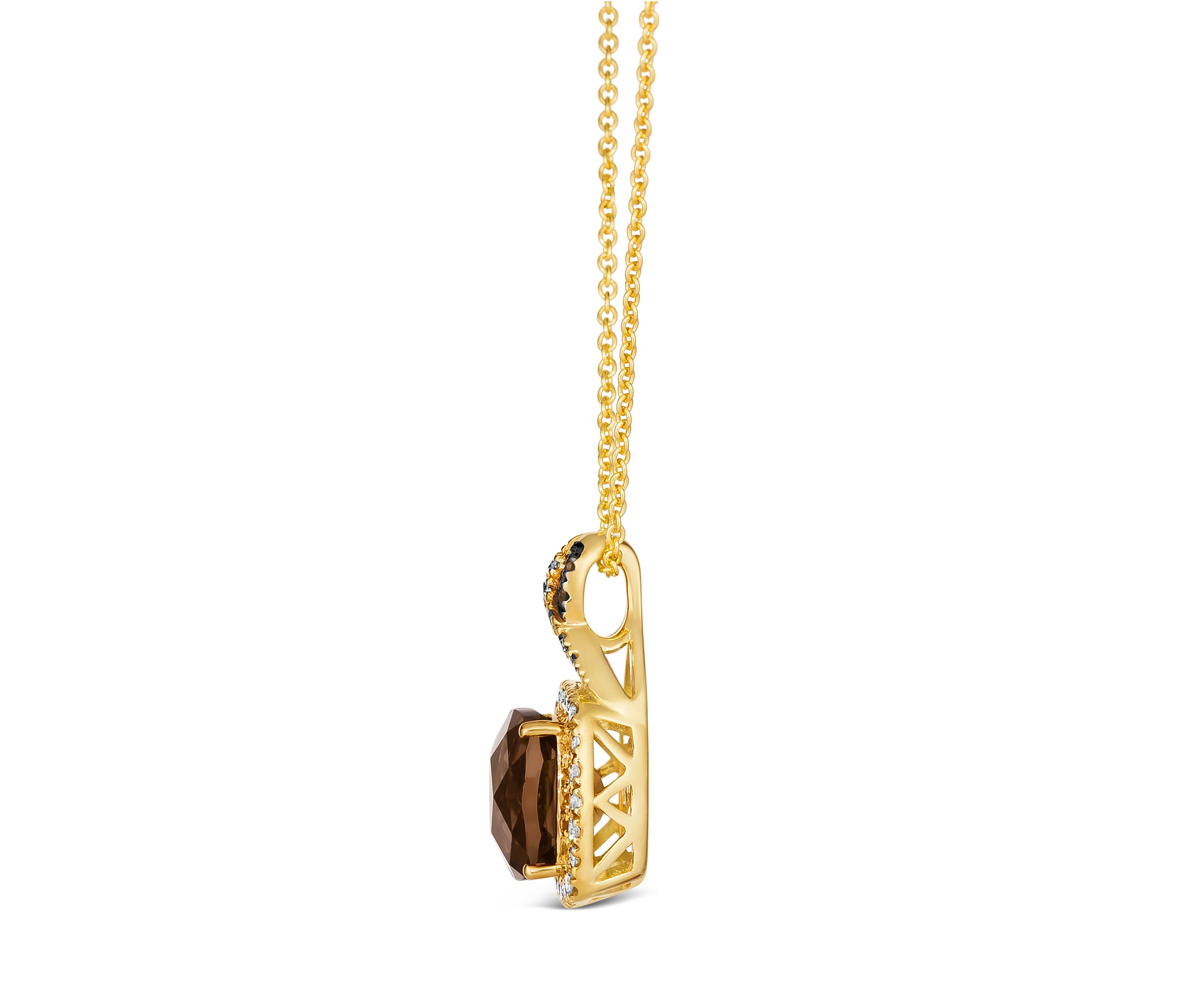 2 ct. t.w. Chocolate Quartz®, 1/5 ct. t.w. Nude Diamonds™, Chocolate Diamonds® Square Pendant Necklace in 14K Honey Gold™
