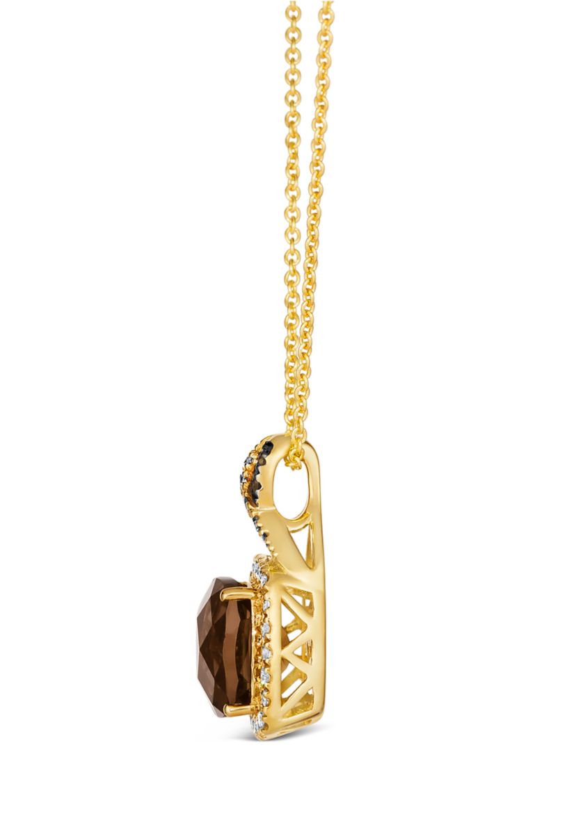 2 ct. t.w. Chocolate Quartz®, 1/5 ct. t.w. Nude Diamonds™, Chocolate Diamonds® Square Pendant Necklace in 14K Honey Gold™