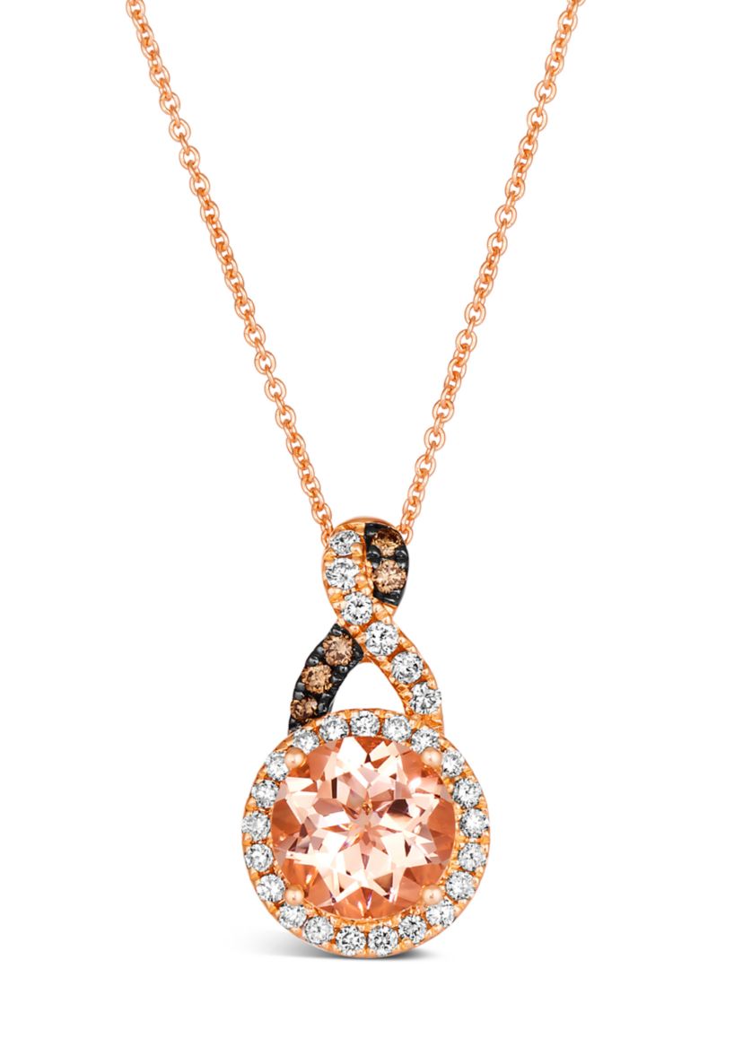 Pendant featuring 1.38 ct. t.w. Peach Morganite™, 1/20 ct. t.w. Chocolate Diamonds®, 1/4 ct. t.w. Nude Diamonds™ set in 14K Strawberry Gold®