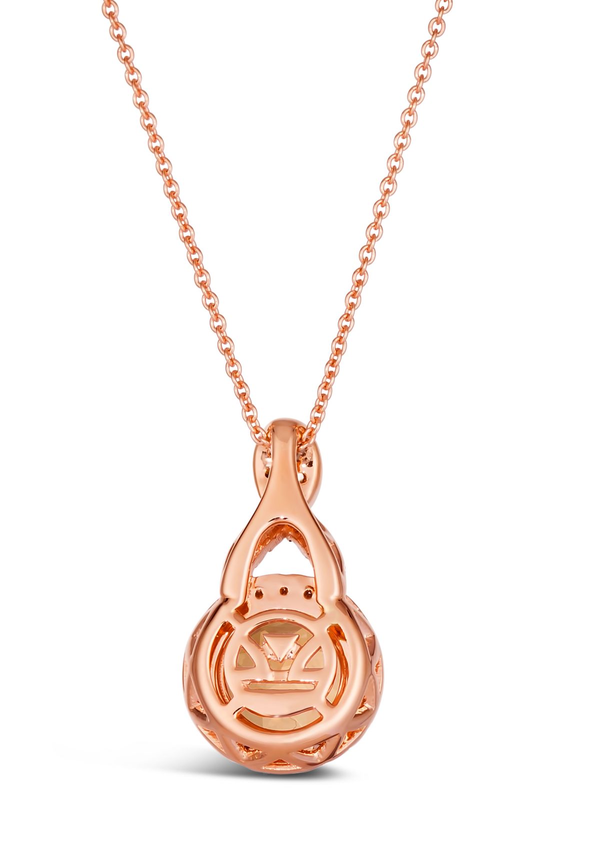 Pendant featuring 1.38 ct. t.w. Peach Morganite™, 1/20 ct. t.w. Chocolate Diamonds®, 1/4 ct. t.w. Nude Diamonds™ set in 14K Strawberry Gold®