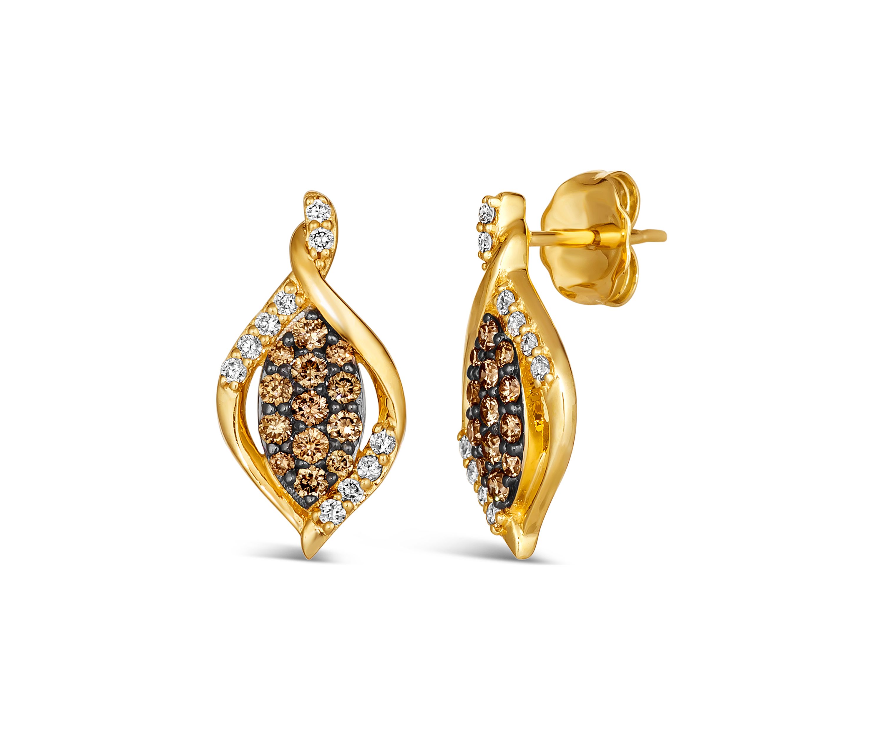 3/8 ct. t.w. Chocolate Diamonds®, 1/8 ct. t.w. Nude Diamonds™ Earrings in 14K Honey Gold™