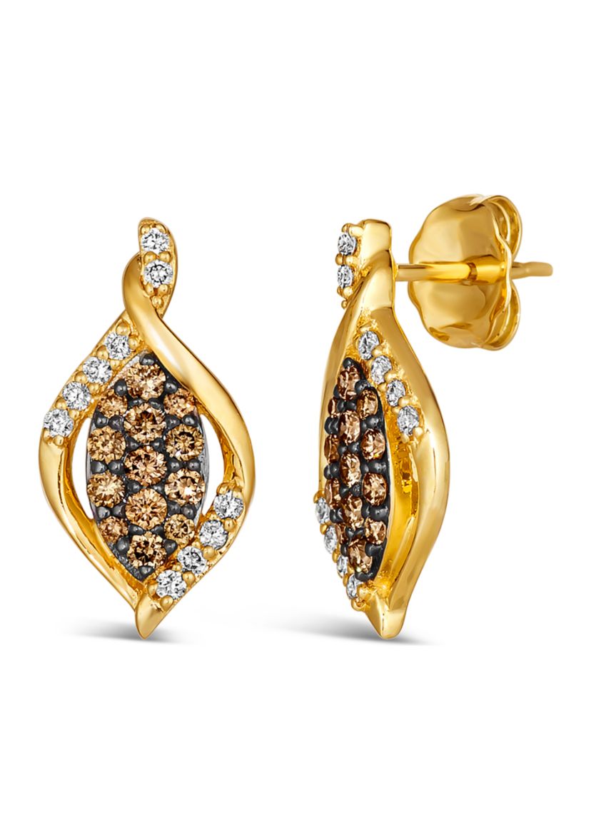 3/8 ct. t.w. Chocolate Diamonds®, 1/8 ct. t.w. Nude Diamonds™ Earrings in 14K Honey Gold™