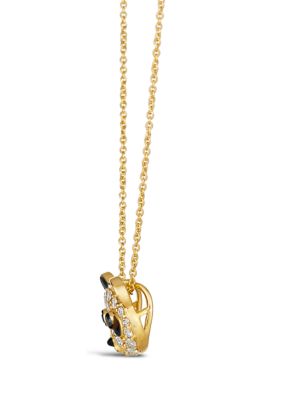 1/3 ct. t.w. Nude Diamonds™, Blackberry Diamonds® Enamel Panda Pendant Necklaceset in 14K Honey Gold™