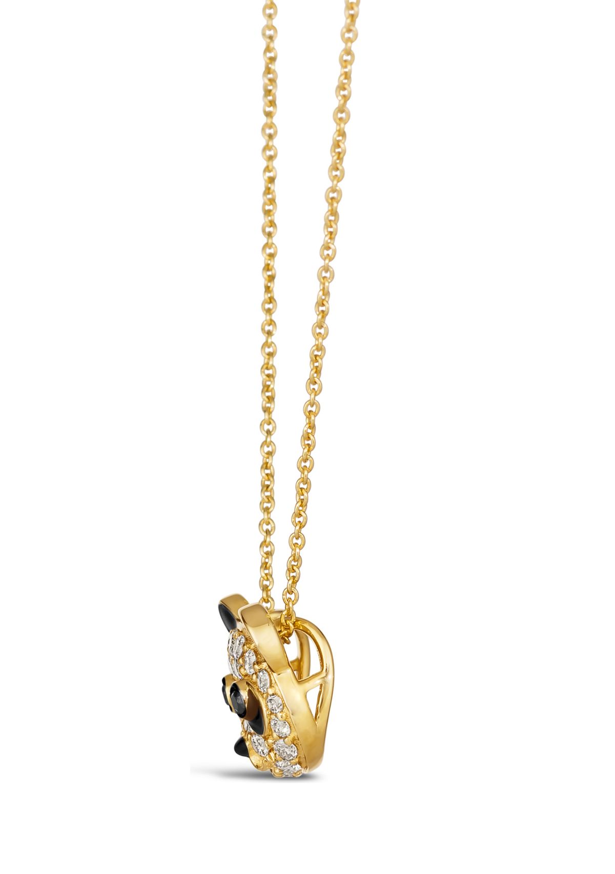 1/3 ct. t.w. Nude Diamonds™, Blackberry Diamonds® Enamel Panda Pendant Necklaceset in 14K Honey Gold™
