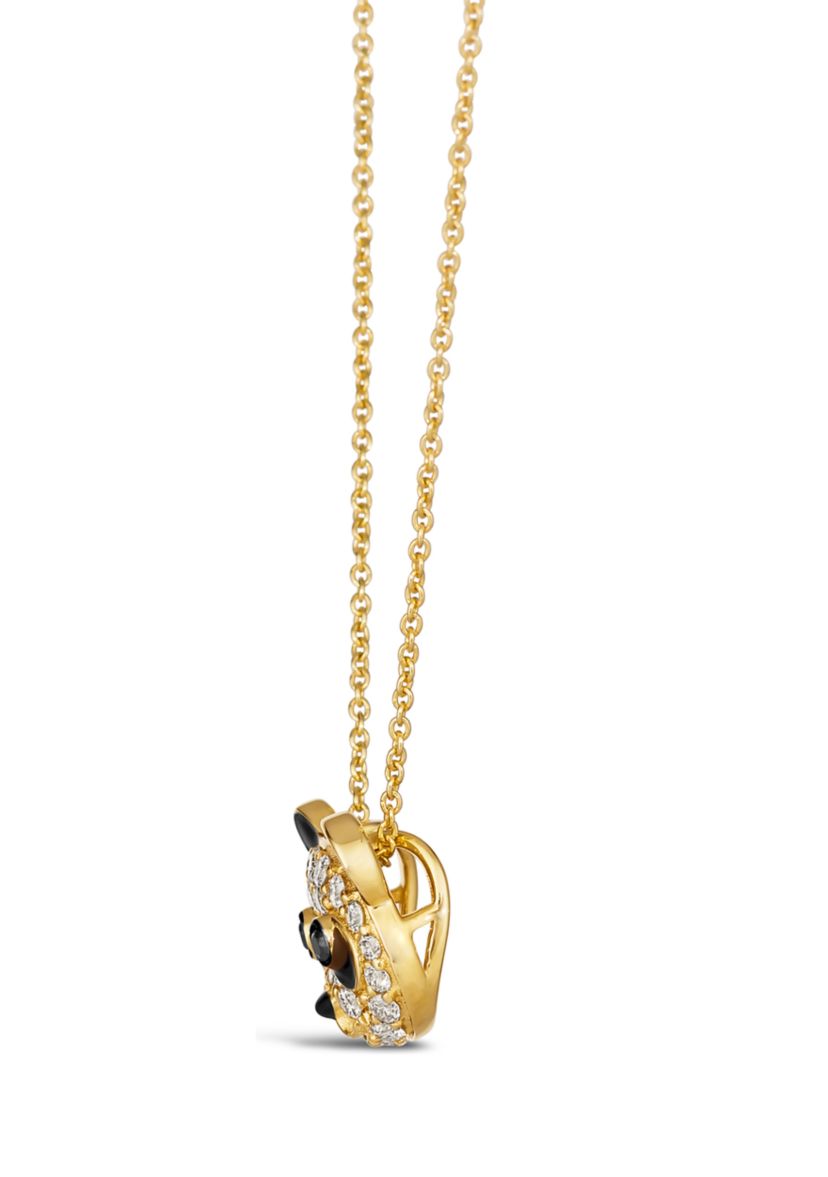 1/3 ct. t.w. Nude Diamonds™, Blackberry Diamonds® Enamel Panda Pendant Necklaceset in 14K Honey Gold™