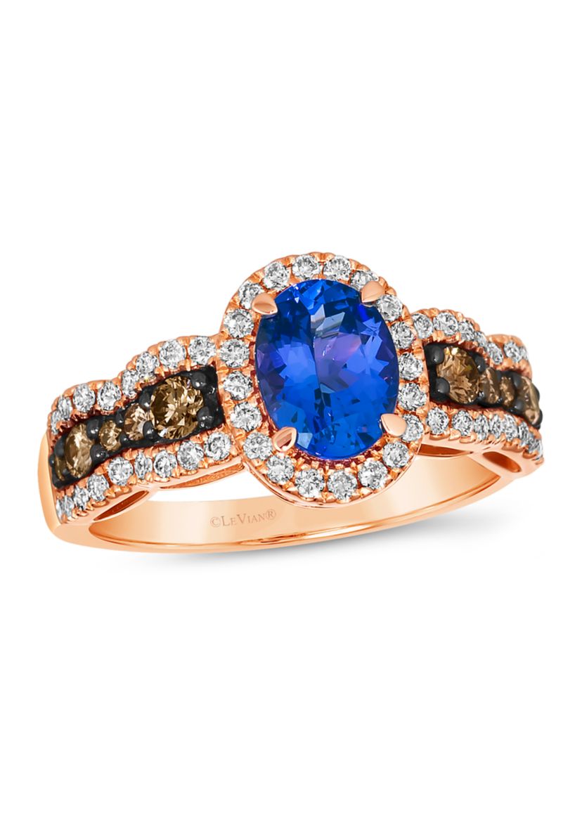 Ring featuring 1 ct. t.w. Blueberry Tanzanite®, 1/3 ct. t.w. Chocolate Diamonds®, 3/8 ct. t.w. Nude Diamonds™ set in 14K Strawberry Gold®