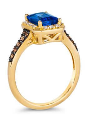 Ring featuring 1.5 ct. t.w. Blueberry Tanzanite®, 1/5 ct. t.w. Chocolate Diamonds®, 1/10 ct. t.w. Nude Diamonds™ in 14K Honey Gold™