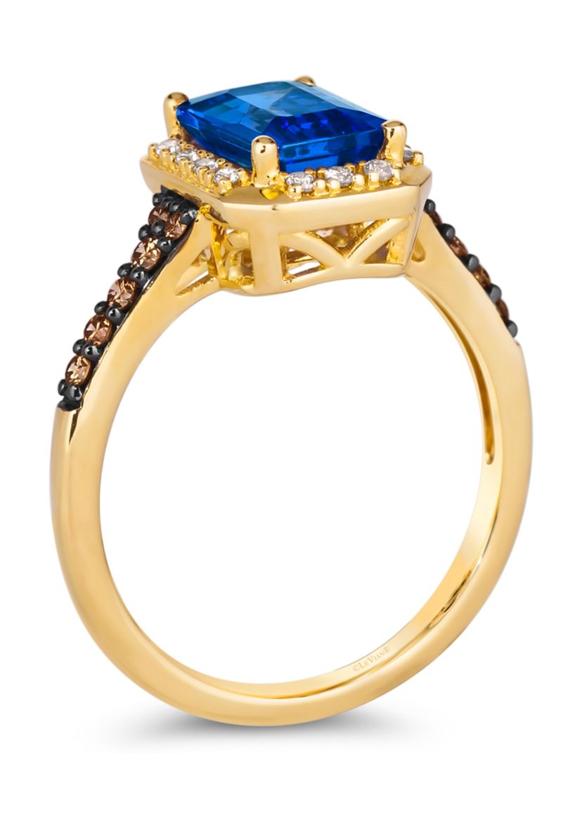 Ring featuring 1.5 ct. t.w. Blueberry Tanzanite®, 1/5 ct. t.w. Chocolate Diamonds®, 1/10 ct. t.w. Nude Diamonds™ in 14K Honey Gold™