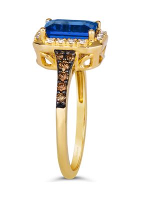 Ring featuring 1.5 ct. t.w. Blueberry Tanzanite®, 1/5 ct. t.w. Chocolate Diamonds®, 1/10 ct. t.w. Nude Diamonds™ in 14K Honey Gold™