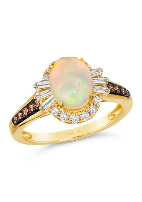 1 ct. t.w. Neopolitan Opal®, 1/3 ct. t.w. Vanilla Diamonds, 1/6 ct. t.w. Chocolate Diamonds Chocolatier® Ring set in 14K Honey Gold, Yellow, 7