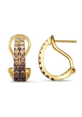 1 ct. t.w. Chocolate Ombré Diamonds® Hoop Earrings in 14K Honey Gold™