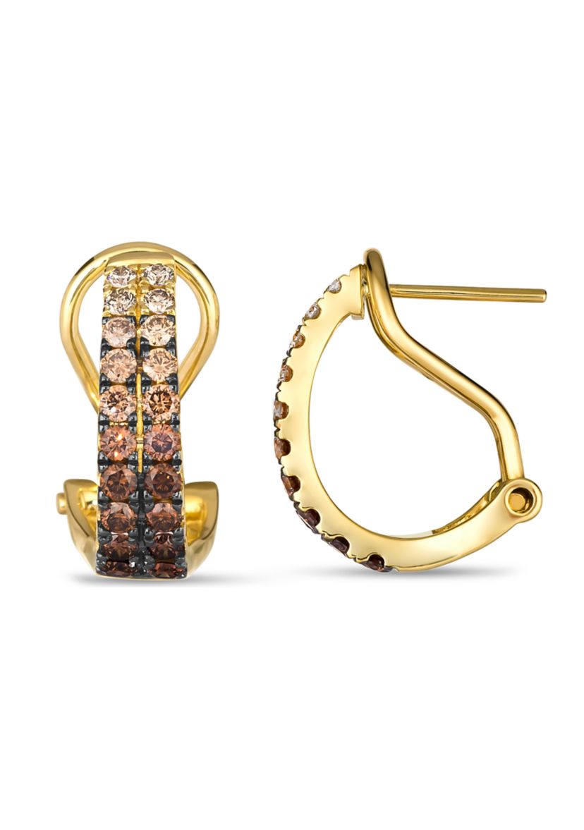 1 ct. t.w. Chocolate Ombré Diamonds® Hoop Earrings in 14K Honey Gold™