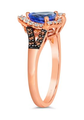 1 ct. t.w. Blueberry Tanzanite®, 1/4 ct. t.w. Nude Diamonds™, 1/8 ct. t.w. Chocolate Diamonds® Ring in 14K Strawberry Gold®