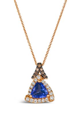 Le Vian 1 ct. t.w. Blueberry Tanzanite®, 1/15 ct. t.w. Chocolate Diamonds, 1/4 ct. t.w. Nude Diamonds™ Pendant Necklace in 14K Strawberry Gold