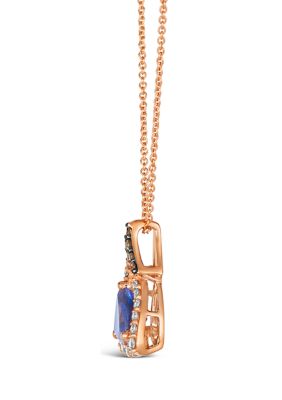 1 ct. t.w. Blueberry Tanzanite®, 1/15 ct. t.w. Chocolate Diamonds®, 1/4 ct. t.w. Nude Diamonds™ Pendant Necklace in 14K Strawberry Gold®