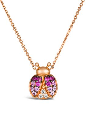 3/8 ct. t.w. Strawberry Ombré Sapphire and White Sapphire Necklace in 14K Strawberry Gold®