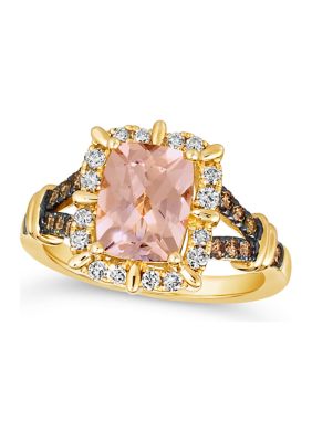 1.5 ct. t.w. Peach Morganite™, 1/4 ct. t.w. Chocolate Diamond®, 1/4 ct. t.w. Nude Diamond™ Ring in 14K Honey Gold™