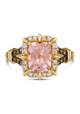 1.5 ct. t.w. Peach Morganite™, 1/4 ct. t.w. Chocolate Diamond®, 1/4 ct. t.w. Nude Diamond™ Ring in 14K Honey Gold™