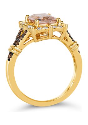 1.5 ct. t.w. Peach Morganite™, 1/4 ct. t.w. Chocolate Diamond®, 1/4 ct. t.w. Nude Diamond™ Ring in 14K Honey Gold™