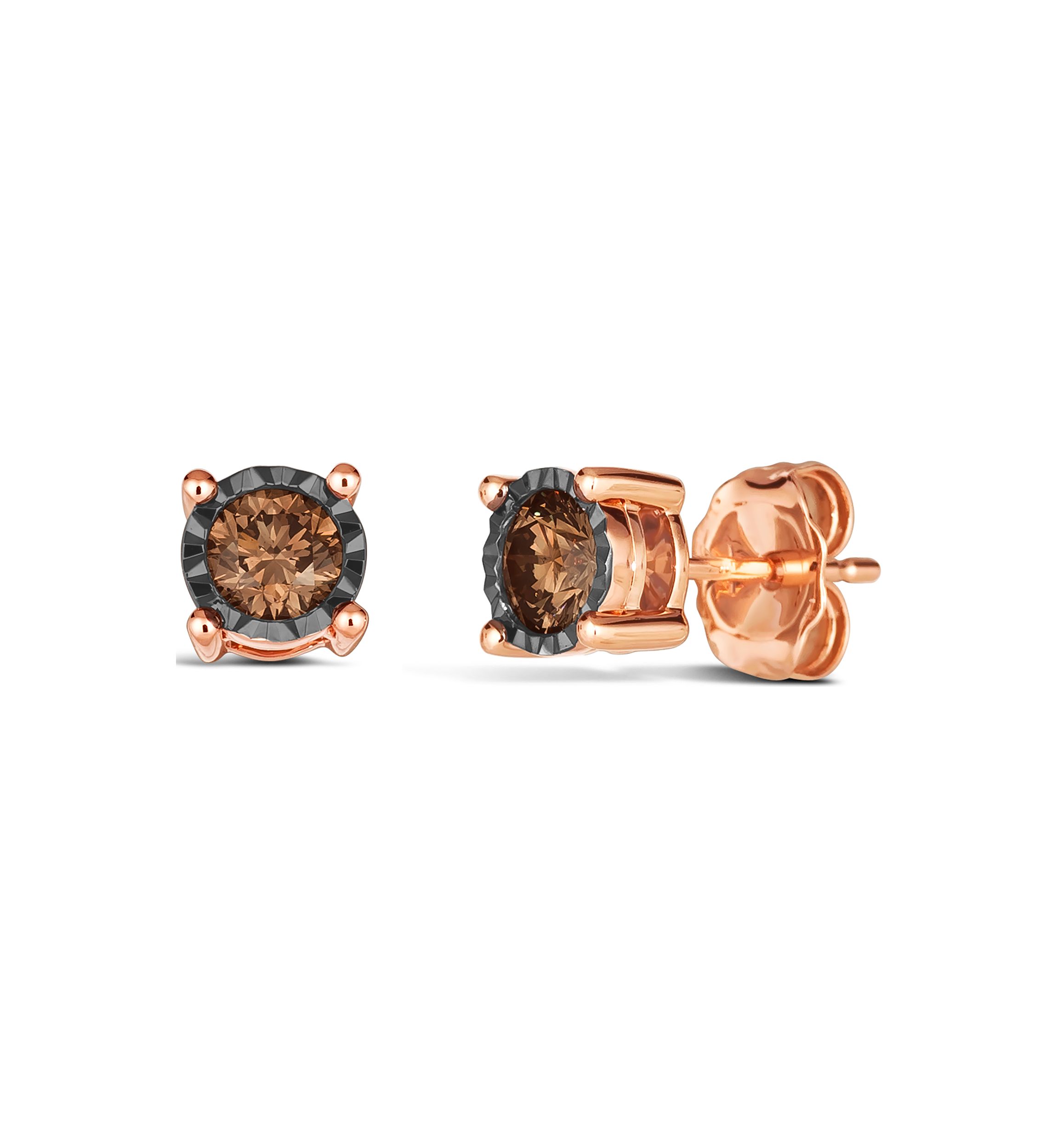 Chocolatier® Earrings featuring 1/2 ct. t.w. Chocolate Diamonds®  in 14K Strawberry Gold®