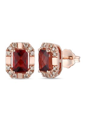1.16 ct. t.w. Pomegranate Garnet™, 1/6 ct. t.w. Nude Diamonds™ Earrings in 14K Strawberry Gold®