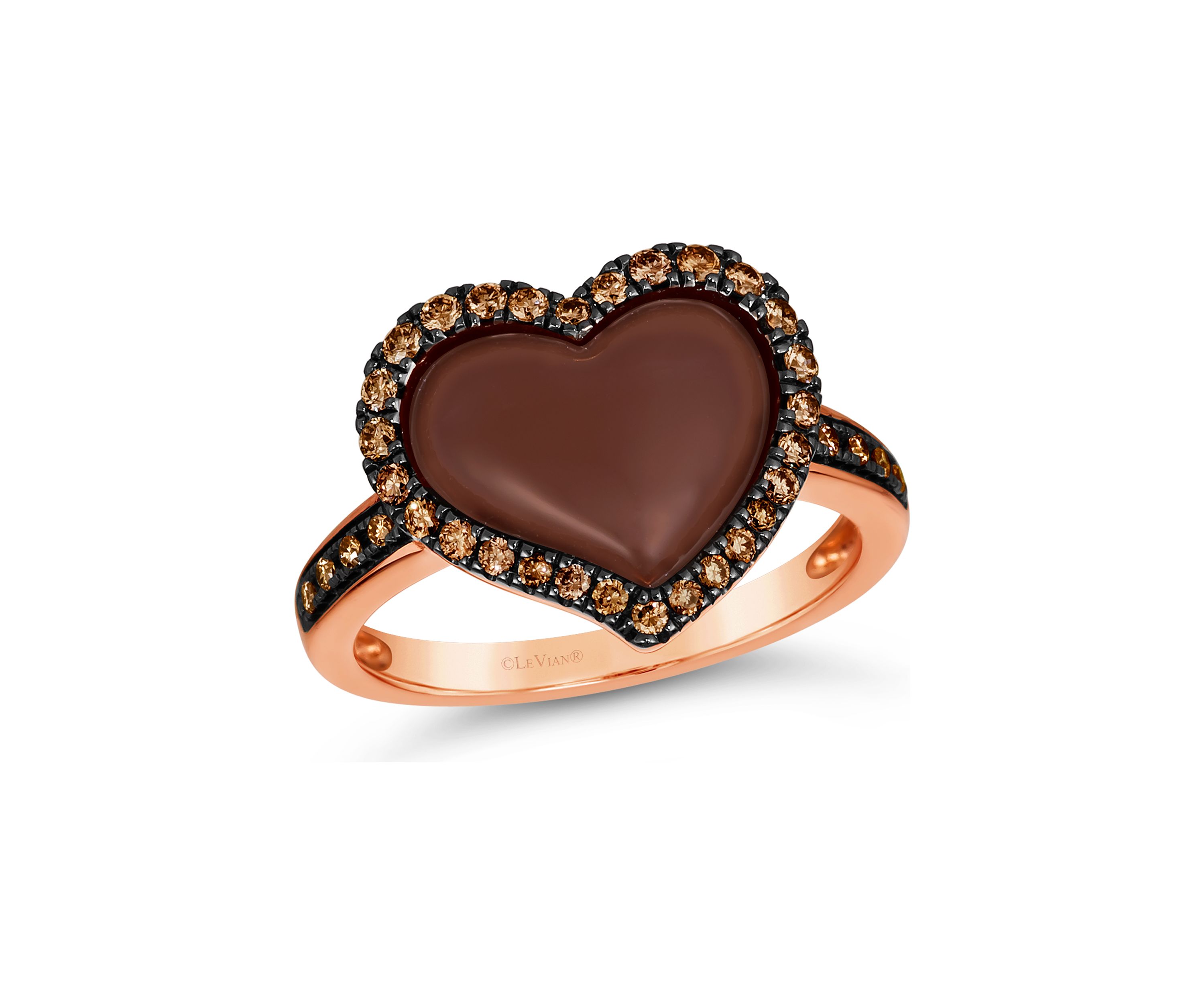 x Godiva 1/3 ct. t.w. Chocolate Diamonds® Enamel Heart Ring set in 14K Strawberry Gold® 