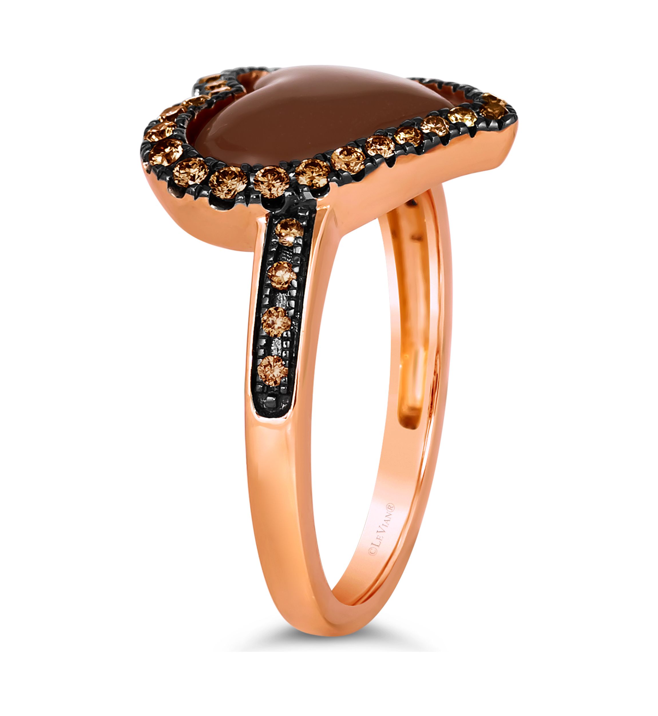 x Godiva 1/3 ct. t.w. Chocolate Diamonds® Enamel Heart Ring set in 14K Strawberry Gold® 