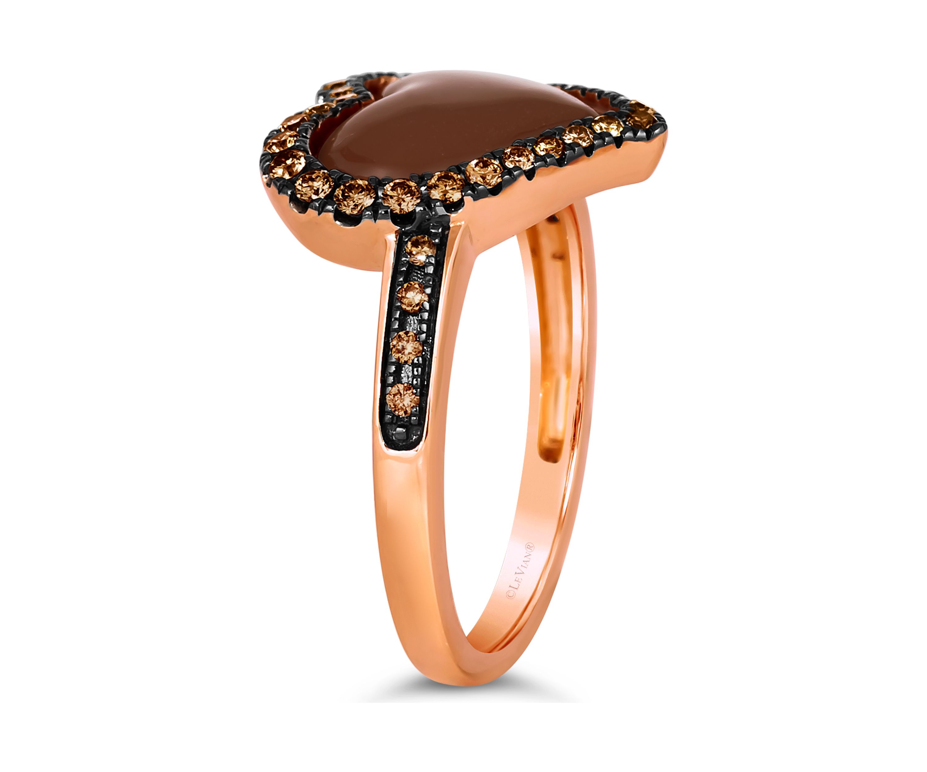 x Godiva 1/3 ct. t.w. Chocolate Diamonds® Enamel Heart Ring set in 14K Strawberry Gold® 