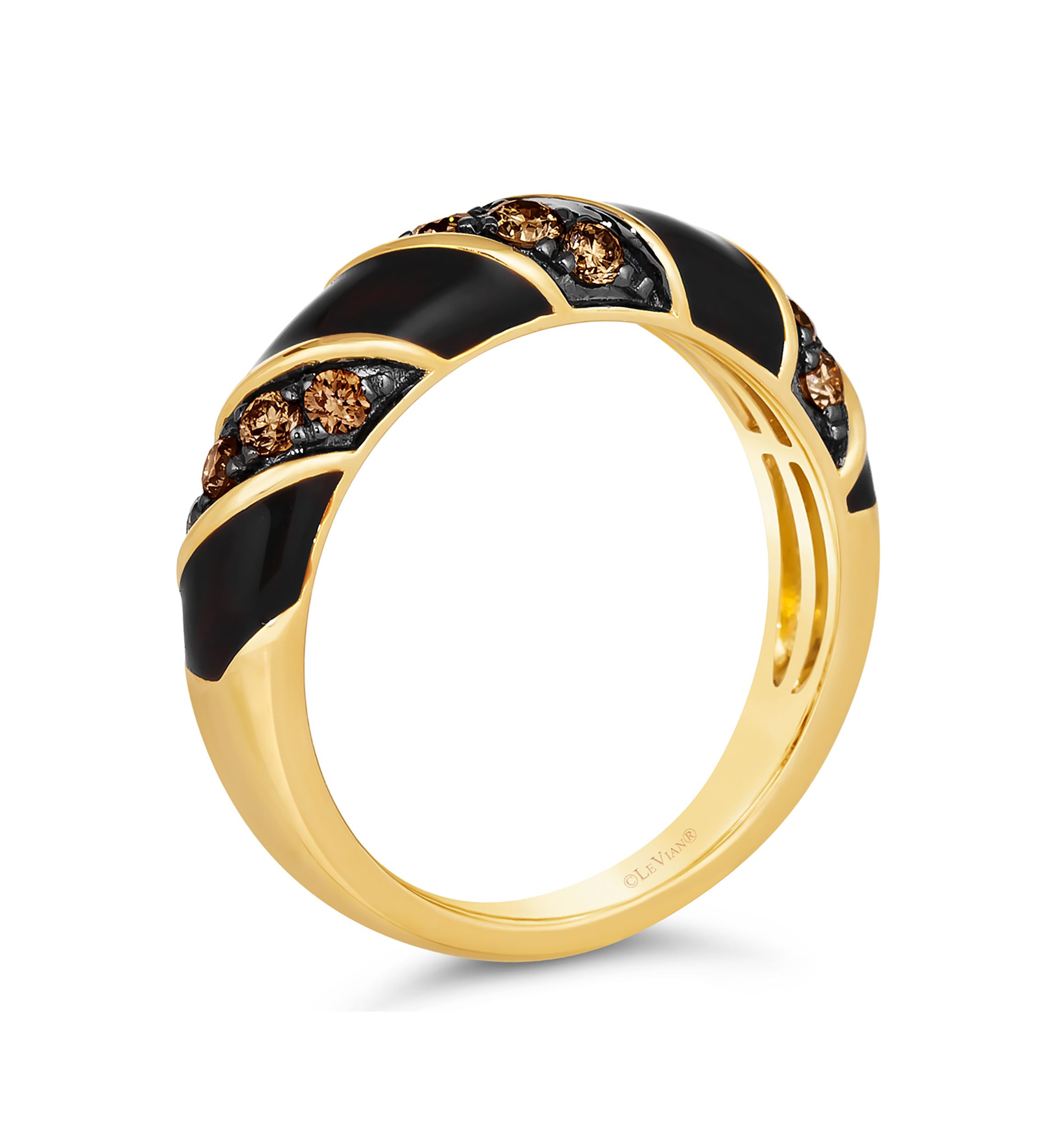 3/8 ct. t.w. Chocolate Diamonds® Chocolatier® Enamel Ring in 14K Honey Gold™
