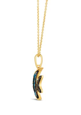 1/4 ct. t.w. Chocolate Diamonds® Enamel Fish Pendant Necklace in 14K Honey Gold™