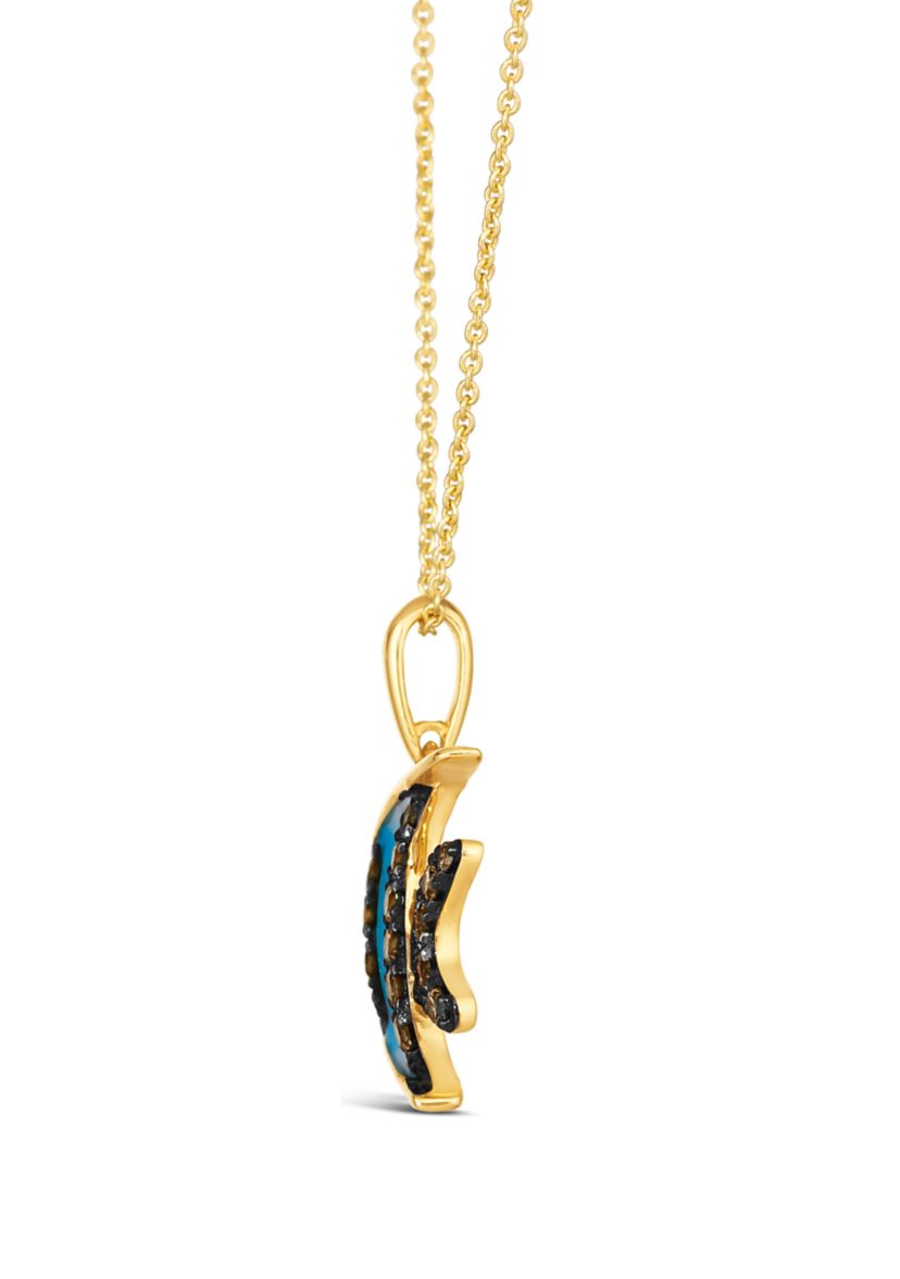 1/4 ct. t.w. Chocolate Diamonds® Enamel Fish Pendant Necklace in 14K Honey Gold™