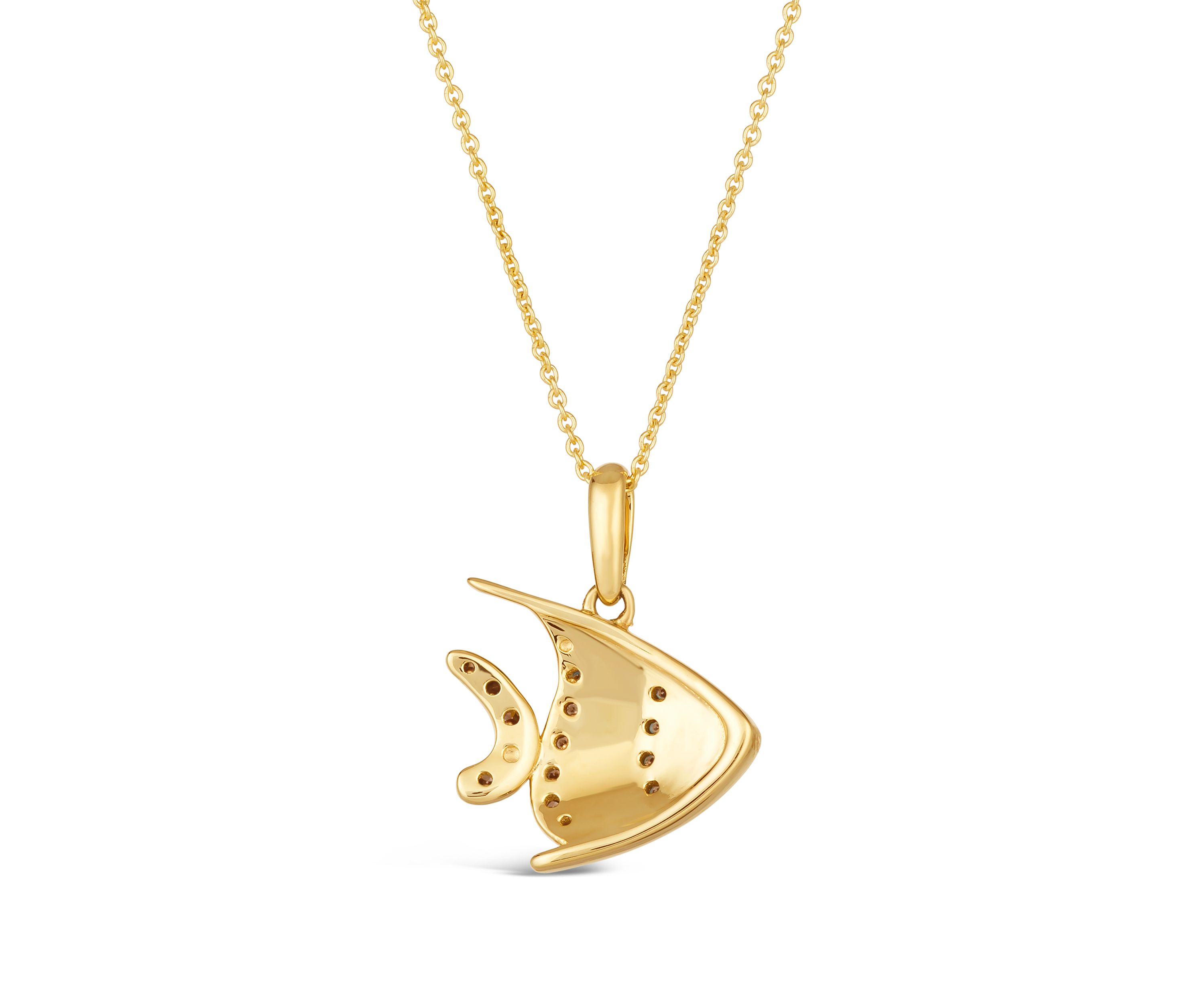 1/4 ct. t.w. Chocolate Diamonds® Enamel Fish Pendant Necklace in 14K Honey Gold™