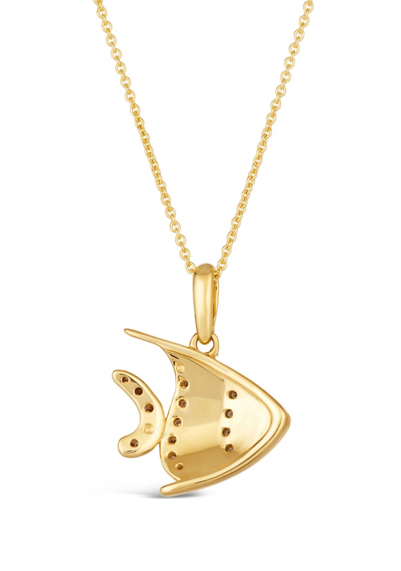 1/4 ct. t.w. Chocolate Diamonds® Enamel Fish Pendant Necklace in 14K Honey Gold™