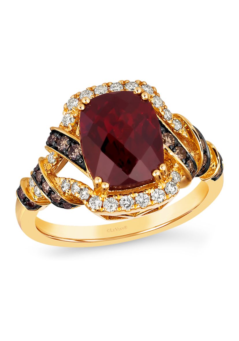 3.63 ct. t.w. Pomegranate Garnet™, 1/4 ct. t.w. Chocolate Diamonds®, 1/4 ct. t.w. Nude Diamonds™ Ring Set in 14K Honey Gold™