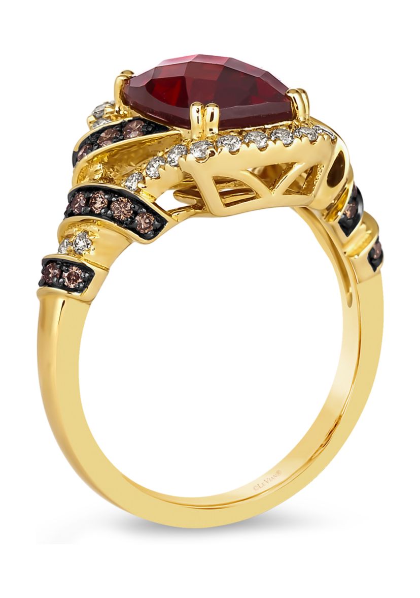 3.63 ct. t.w. Pomegranate Garnet™, 1/4 ct. t.w. Chocolate Diamonds®, 1/4 ct. t.w. Nude Diamonds™ Ring Set in 14K Honey Gold™