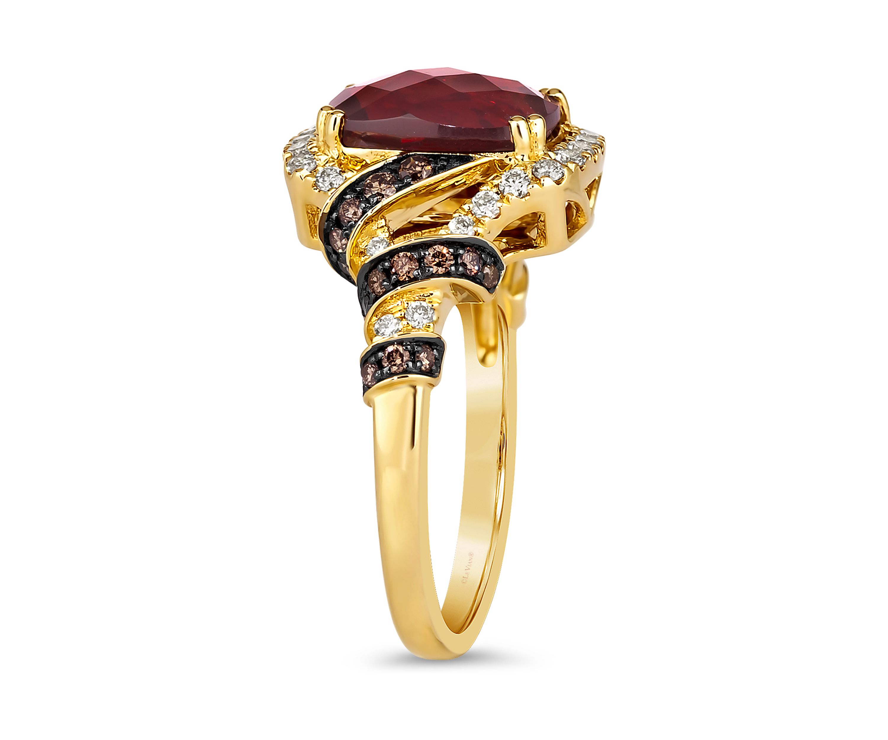 3.63 ct. t.w. Pomegranate Garnet™, 1/4 ct. t.w. Chocolate Diamonds®, 1/4 ct. t.w. Nude Diamonds™ Ring Set in 14K Honey Gold™