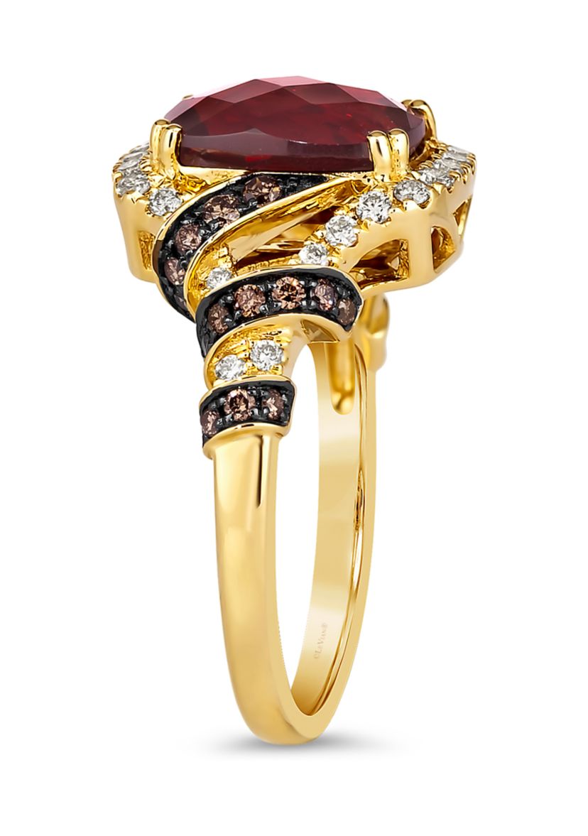 3.63 ct. t.w. Pomegranate Garnet™, 1/4 ct. t.w. Chocolate Diamonds®, 1/4 ct. t.w. Nude Diamonds™ Ring Set in 14K Honey Gold™