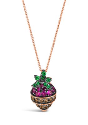 Godiva X Le VianÂ® 1/5 Ct. T.w. Strawberry Ruby Diamond Pendant Necklace In 14K Rose Gold