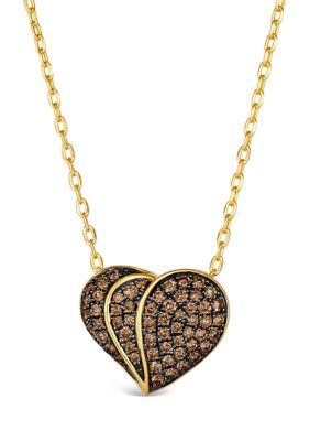 GODIVA X Le VianÂ® 3/4 ct. t.w. Chocolate Diamond Heart Pendant Necklace in 14K Honey Gold -  5400455TSNP16