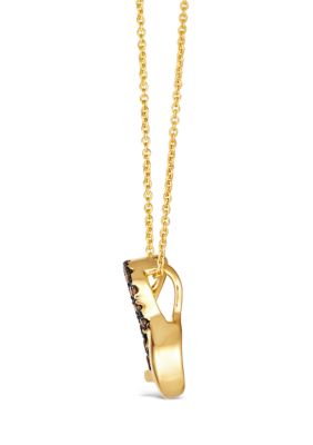 GODIVA x Le Vian® 1/5 ct. t.w. Chocolate Diamond Open Heart Pendant Necklace in 14K Yellow Gold