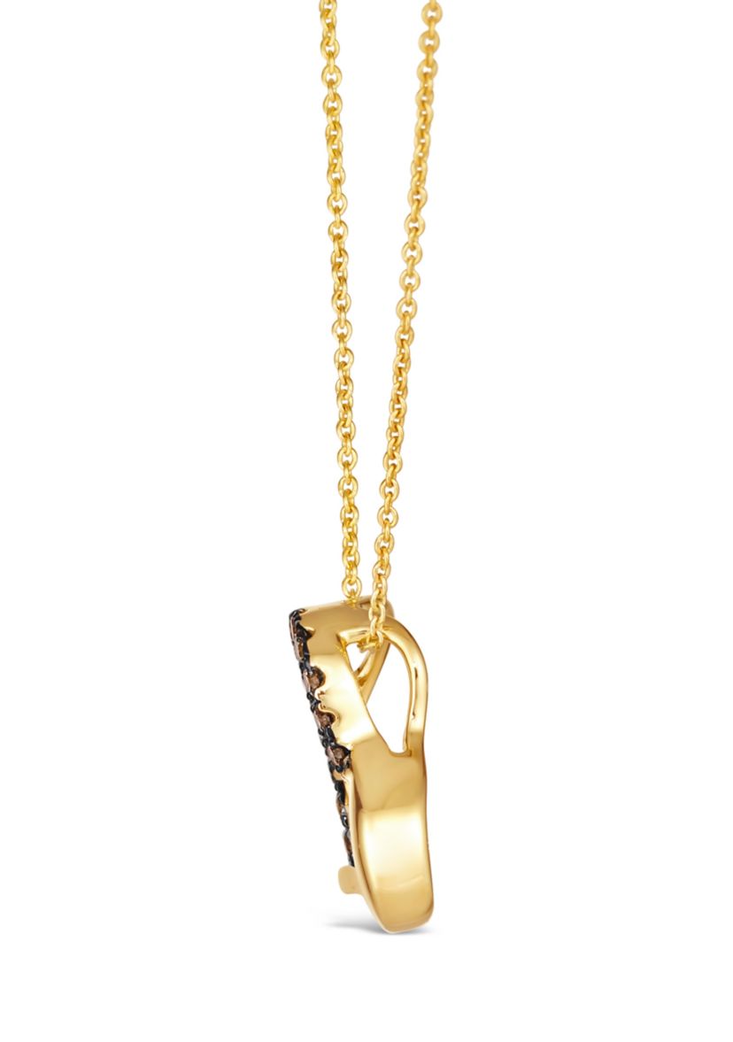 GODIVA x Le Vian® 1/5 ct. t.w. Chocolate Diamond Open Heart Pendant Necklace in 14K Yellow Gold