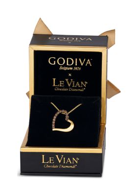 GODIVA x Le Vian® 1/5 ct. t.w. Chocolate Diamond Open Heart Pendant Necklace in 14K Yellow Gold