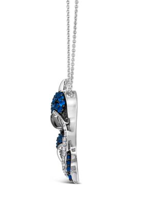 7/8 ct. t.w. Blueberry Sapphire™, 1/3 ct. t.w. Nude Diamonds™, Blackberry Diamonds® Dolphin Pendant Necklace in 14K Vanilla Gold®