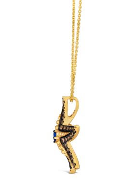  Pendant Necklace featuring 1/10 ct. t.w. Blueberry Sapphire™, 1/2 ct. t.w. Chocolate Diamonds® in 14K Honey Gold™
