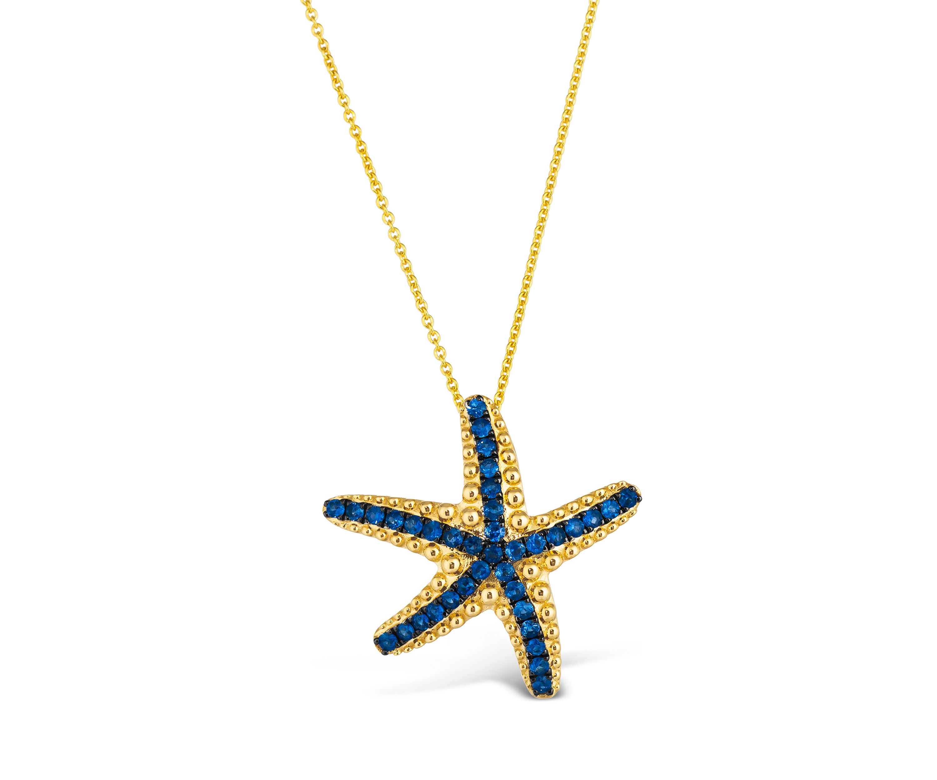 Starfish Pendant Necklace featuring 1/2 ct. t.w. Blueberry Sapphire™ in 14K Honey Gold™